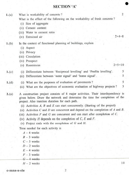 UPSC Question Paper Civil Engineering 2016 2