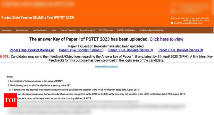 PSTET 2023 Answer Key released on pstet2023.org, download link here